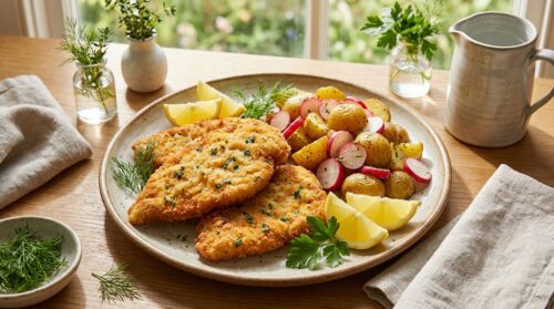 Tento kuřecí řízek má právě ten ideální jarní šarm